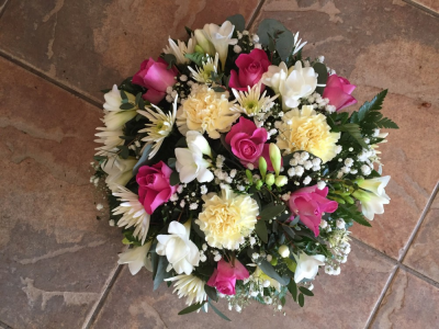 Posy Tribute - Posy tribute is a stunning circular arrangement of fresh blooms placed into an oasis. The water reservoir will prolonging the life of the flowers while also allowing the arrangement to free stand making this a perfect no fuss floral gift for a friend or loved one, hand made by Hearts and Flowers Florist in Cardiff. 

This beautiful posy can be made to your own specifications including the colours of your choice to suit every requirement. All our arrangements are hand made in store by our team of experienced floristsand crafted from the freshest blooms of the day delivered daily to our store situated in Cardiff CF14.

Order online with confidence at our secure checkout or call us on T: 02920 759265.

If you have any queries about this item then you can also reach us via our email address - heartsandflowers2016@hotmail.com