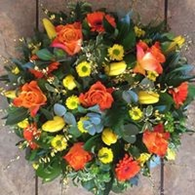 Sunshine Posy - A bright yellow and orange posy, available in several sizes.